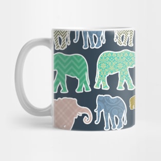 Colorful Elephants, Pattern Of Elephants, Zigzag Mug